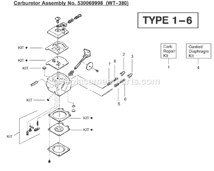Page A Diagram and Parts List for BC2400 Type 2 Weed Eater Trimmer
